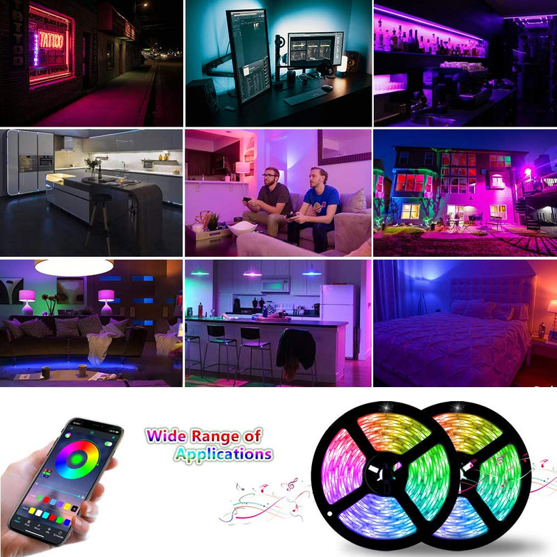 [AUSTRALIA] - AKEPO Flat Flexible LED Rope Light Strip Lights -【RGB 32.8ft/10m】, Bluetooth App Control Multicolored 12V, Dimmable Waterproof Rope Light with 44 Key Remote Controller for Bar Home Decoration 
