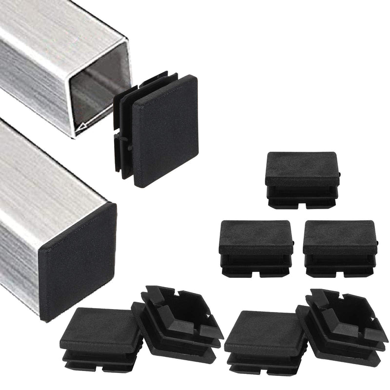 100Pack 1inch Square Tube End Caps, Black Square Plastic Plug Durable Glide Insert Pipe Covers, Small Tubing Post End Caps for Square Tubing Chair Table Stool Leg, Furniture Legs Replacement Caps