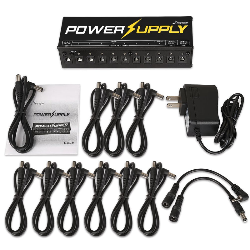 Donner Dp-1 Guitar Power Supply 10 Isolated DC Output for 9V/12V/18V Effect Pedal