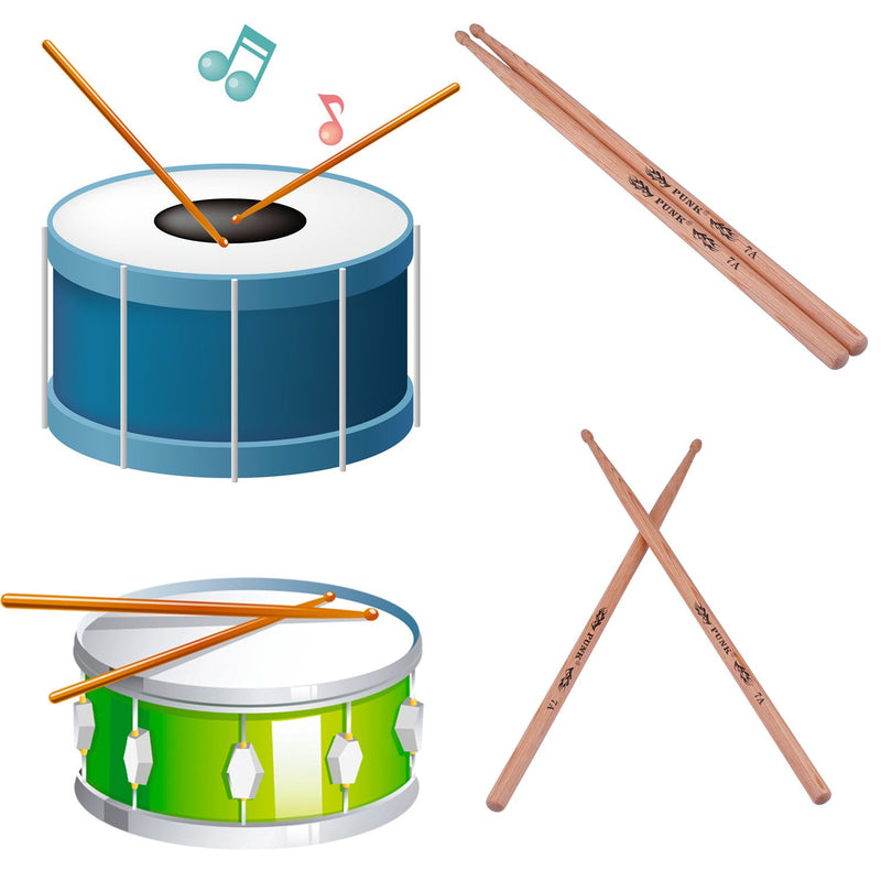 7A Drum Sticks Hickory Wood Drumsticks Wood Tip Drummer Instrument Drumsticks 1Pair-7A Hickory