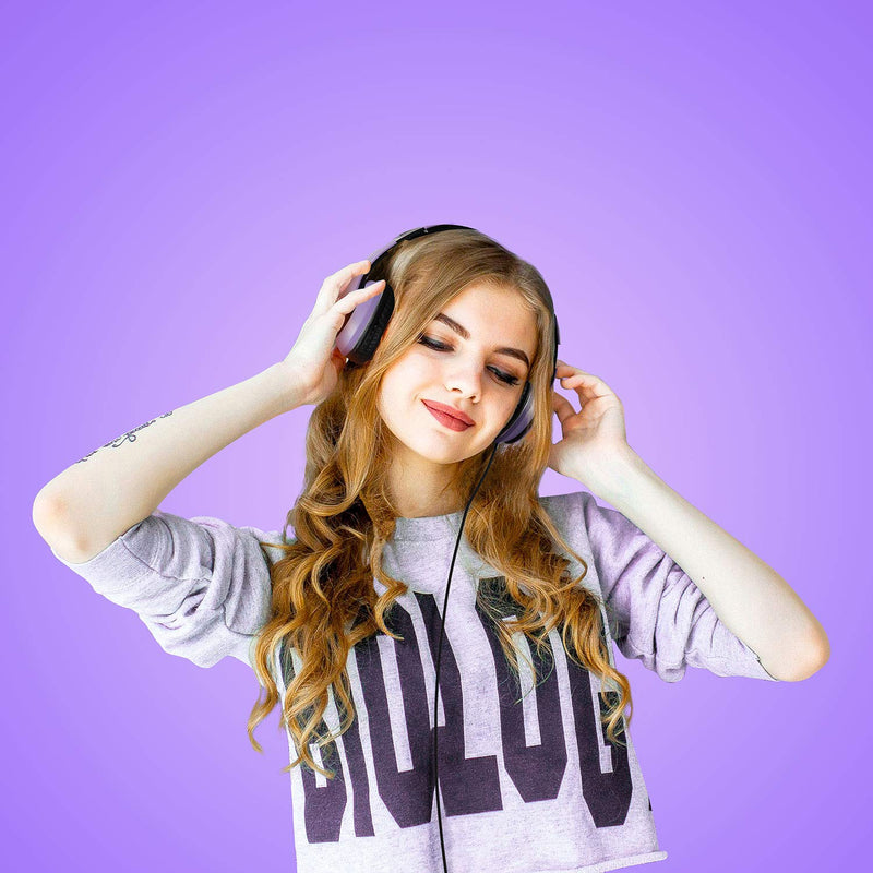 LORELEI X6 Over-Ear Headphones with Microphone, Lightweight Foldable & Portable Stereo Bass Headphones with 1.45M No-Tangle,Wired Headphones for Smartphone Tablet MP3 / 4 (Purple-Black) Dark Purple