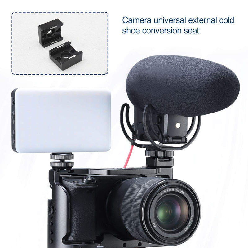 2 Sets of Cold Shoe Mount Adapter Brackets Universal with 1/4 Inch M2.5 Screws Wrench for Camera Cage Flash Monitor Microphone