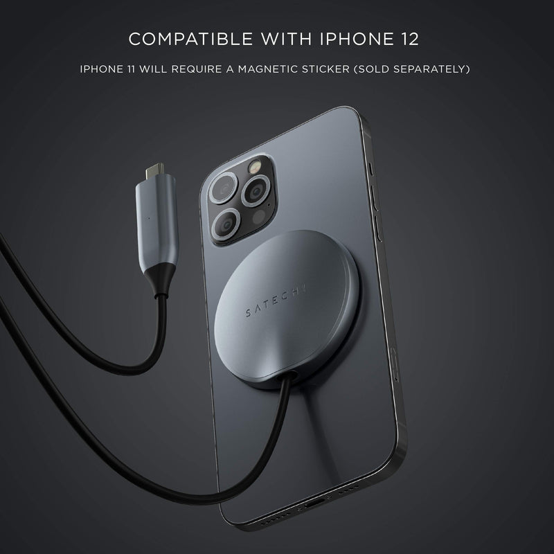 Satechi USB-C Magnetic Wireless Charging Cable - Magnetic Wireless Charger - Compatible with iPhone 12 Pro Max/12 Pro/12 Mini/12