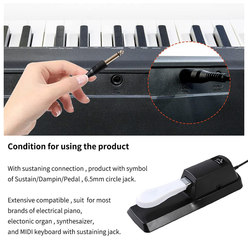 Aodsk Sustain Pedal for Keyboard Digital Piano Foot Pedal Universal