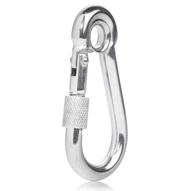 Premier Stainless Solutions 1/4" Stainless Steel Spring Snap Hooks with Eyelets and Screw Nuts, T316 Marine Grade - Lot of 5 1/4"