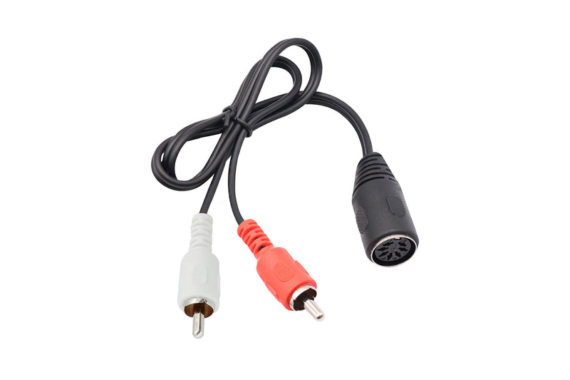 zdyCGTime Din 7 Pin to RCA Cable,7 Pin DIN to RCA Cable, 7-Pin MIDI Female Plug to 2 RCA Male Audio Adapter Cord for Bang & Olufsen, Naim, Quad.Stereo Systems (0.5 m) (0.5m) 0.5m