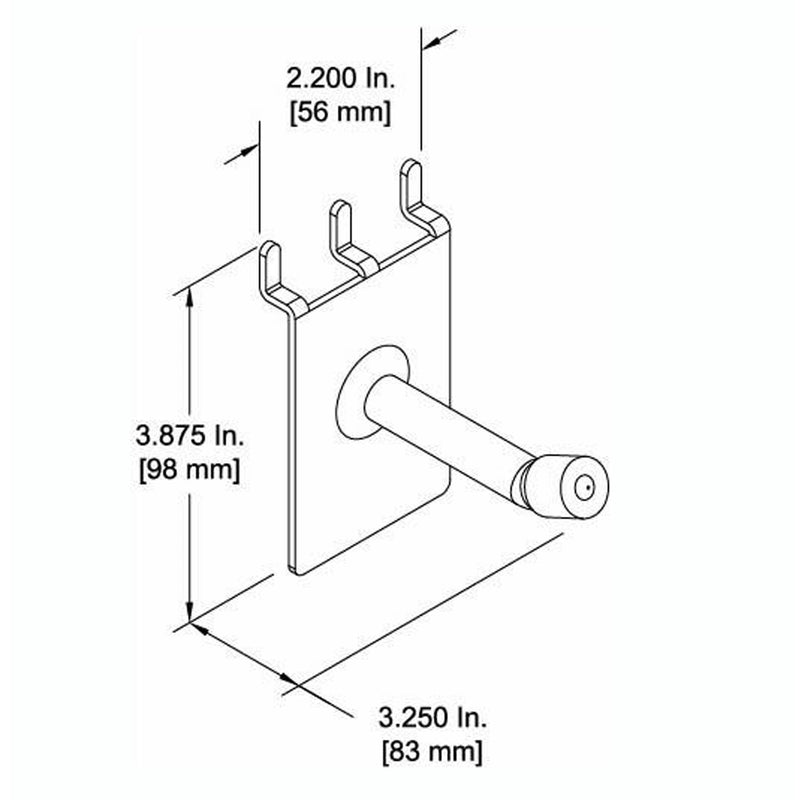 D'Luca 3" Padded Hook Fits Slat wall And Peg Wall