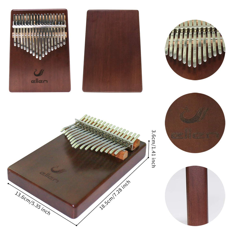 Kalimba Thumb Piano 17 Keys Kalimba Set Thumb Piano Clear Sound Kalimba Thumb Piano Solid Wood Kalimba Accessories with Tuning Hammer Gift for Kids Friends and Families (Note style, Coffee) Note style
