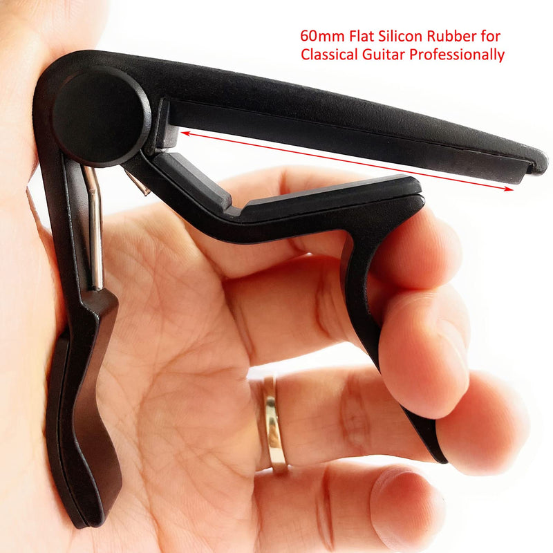 WINGO Pro Classical Flat Guitar Capo, Black Flat Capo Black