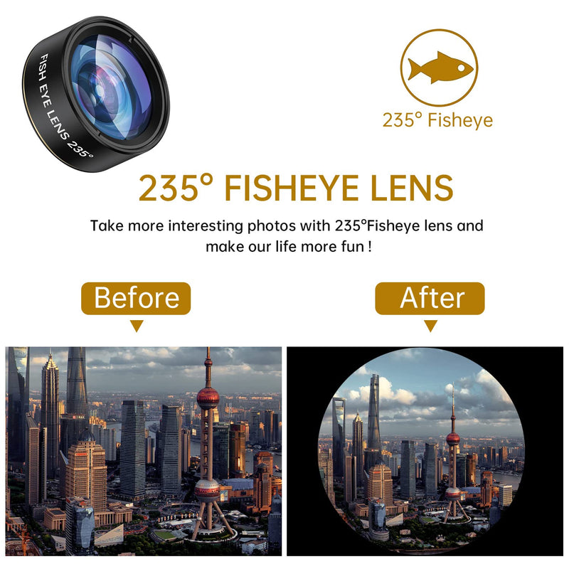 [AUSTRALIA] - Phone Camera Lens 3 in 1 Kit, COSULAN Phone Lens Kit - 235° Fisheye Lens + 25X Macro Lens + 0.62X Wide Angle Lens, Clip on Cell Phone Lens Camera Compatible with iPhone Samsung Android Smartphones 