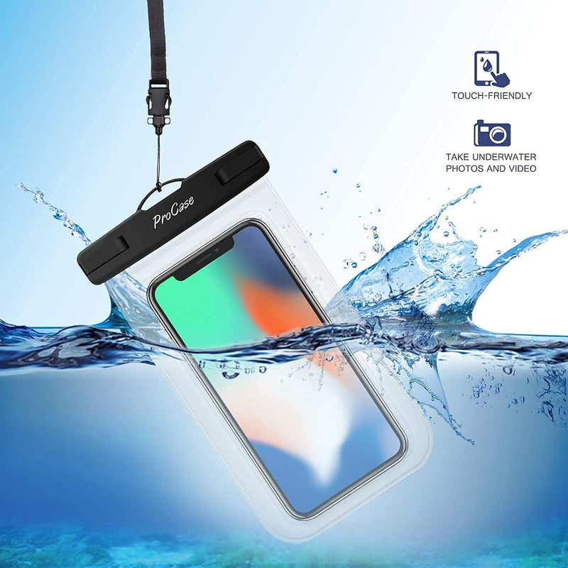 ProCase 2 Pack Universal Waterproof Phone Pouch Bundle with 4 Pack Universal Cellphone Waterproof Pouch Dry Bag Underwater Case