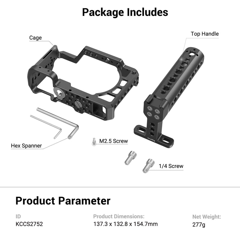 SmallRig Camera Cage Kit for Sony A6100/A6300/A6400/A6500 with Top Handle - KCCS2752 cage w/ top handle