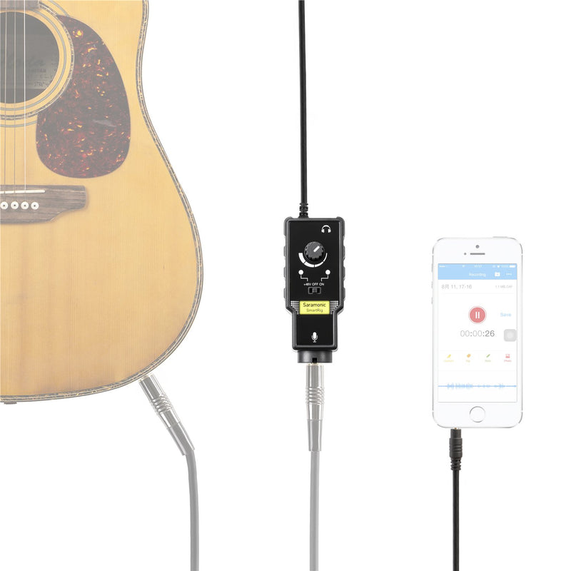 [AUSTRALIA] - Saramonic SmartRig II XLR Microphone & 6.3mm Guitar Adapter with Phantom Power Preamp for iPhone, iPad, iPod, and Android Smartphones 