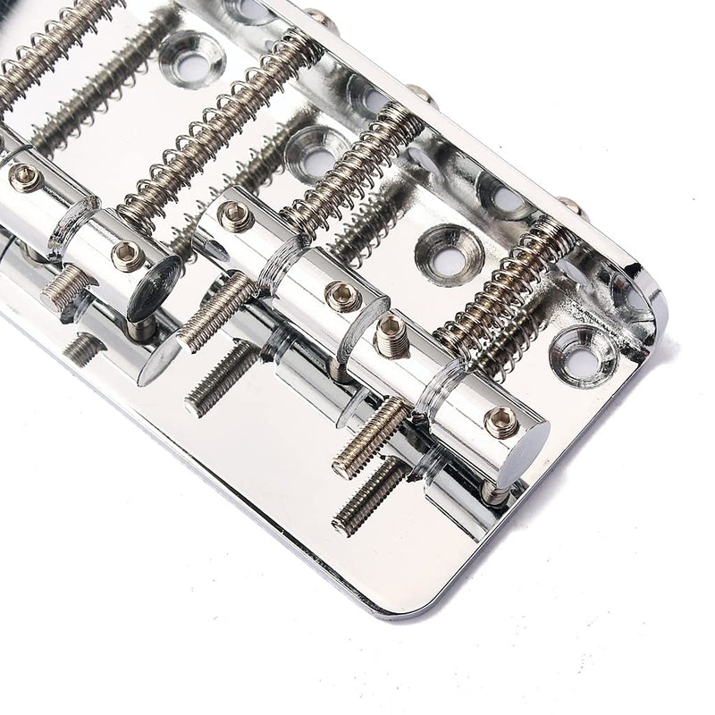 Alnicov 4 String Bass Bridge Vintage Style 80mm Hardtail Bridge Saddles Replacement Accessories Sliver