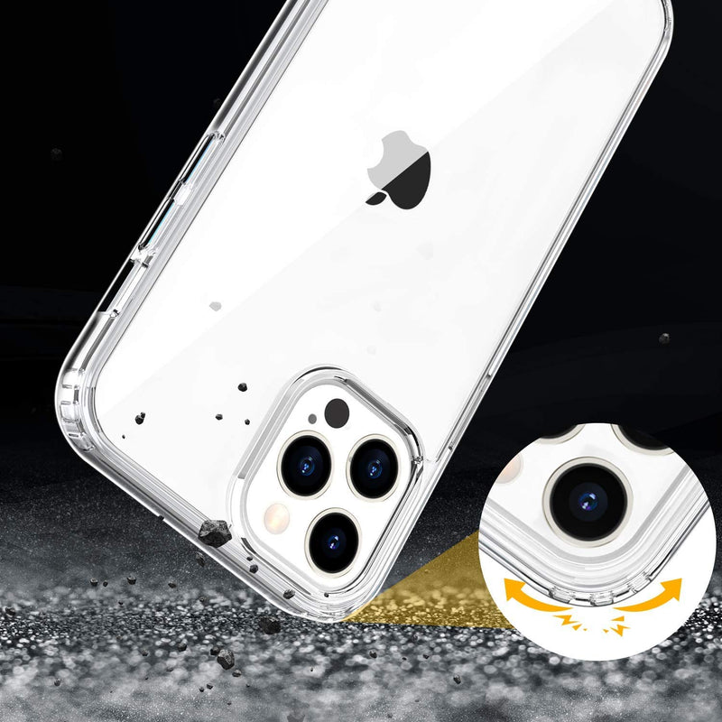 EasyAcc Clear Case for iPhone 12 Pro Max with Screen Protector, Slim Transparent Phone Cases Shockproof Protective Hard PC Back with Soft TPU Bumper Cover for iPhone 12 Pro Max 2020 6.7 inch