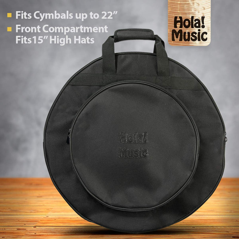 22" Cymbal Bag by Hola! Music, 3 Inner Compartments, 17" Pocket and Backpack Straps