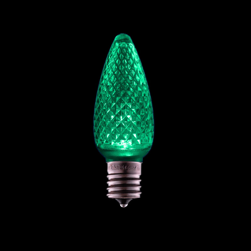 Holiday Lighting Outlet Faceted C9 Christmas Lights | Green LED Light Bulbs Holiday Decoration | Warm Christmas Decor for Indoor & Outdoor Use | 3 SMD LEDs in Each Light Bulb | Set of 25