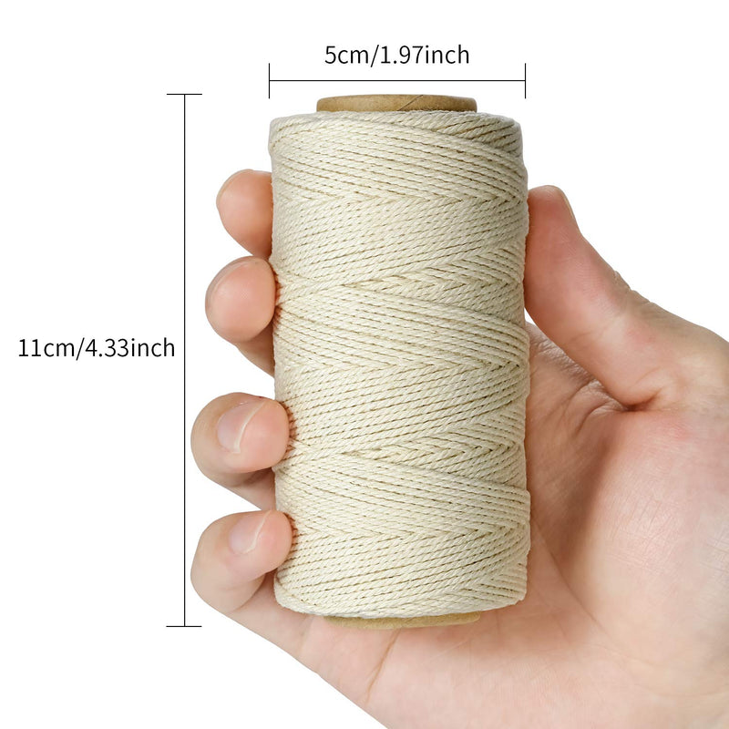 TJ.MOREE Butchers Twine, 3Ply 100m/328 1mmThick Feet Food Safe Cotton Cooking Meat Rope String Bakers Twine Fit to Parcel Sausage and Decorate Crafts (White) 1