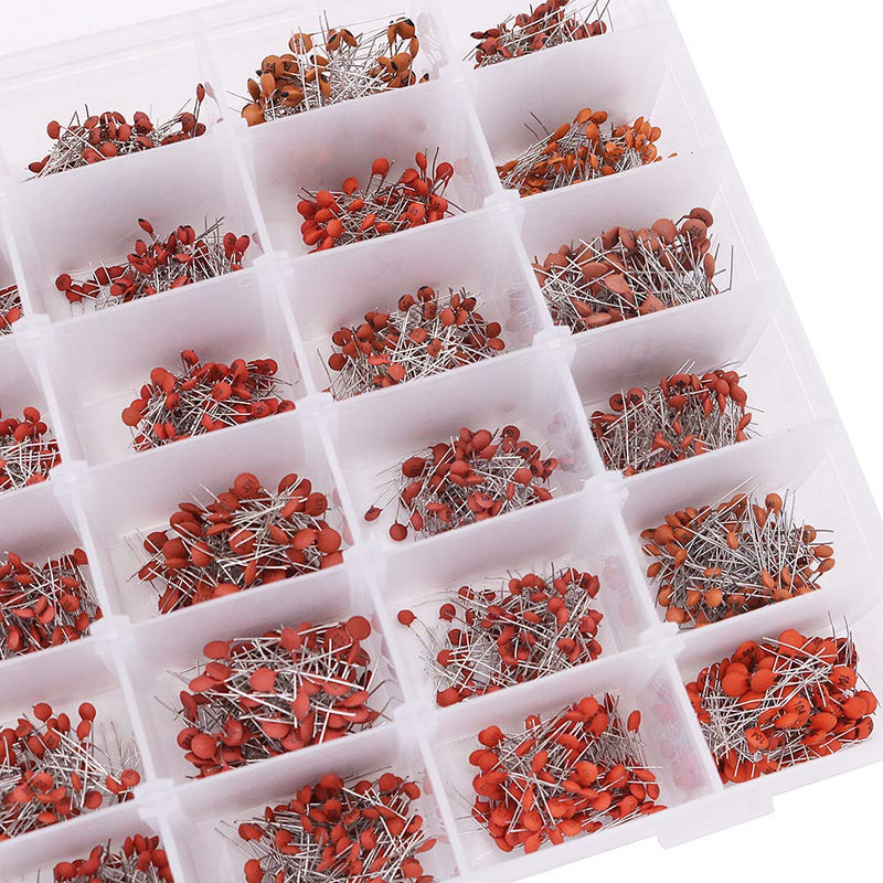 DollaTek 3600pcs 36values Each 100Pcs 1pF - 100nF Ceramic Capacitors Kit Disc 50V Assortment with Storage Box