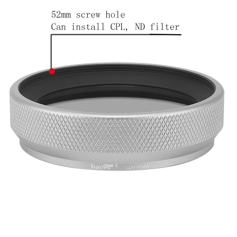 Haoge LUV-X54W Metal Lens Hood with MC UV Protection Multicoated Ultraviolet Lens Filter for Fujifilm Fuji X100V Camera Silver