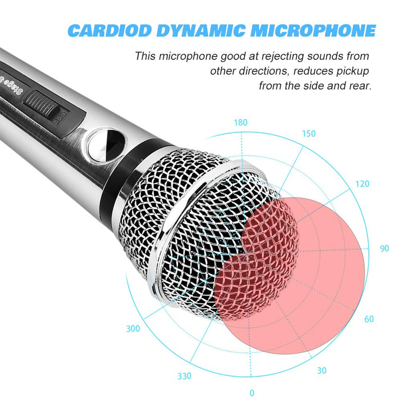 [AUSTRALIA] - Ankuka Wired Dynamic Karaoke Microphones, Professional Handheld Vocal Mic with 13ft 6.35mm XLR Audio Cable Compatible with Karaoke Machine/Speaker/Amp/Mixer for Singing, Speech, Wedding, Stage silver 