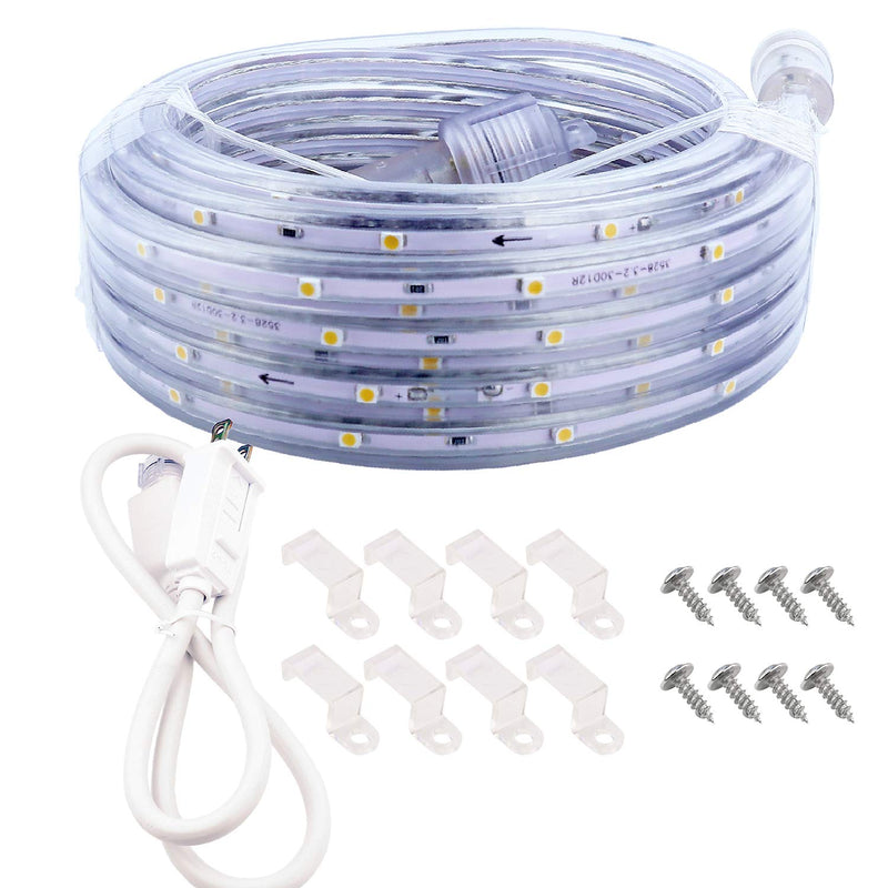 LED Rope Lights, 16.4ft Waterproof Connectable Strip Lighting, 3000K Soft White, Indoor Outdoor Mood Lighting for Home Christmas Holiday Garden Patio Party Decoration