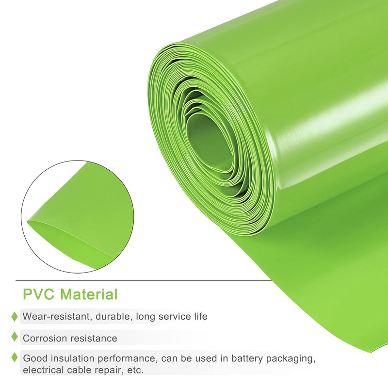 MECCANIXITY Battery Wrap PVC Heat Shrink Tubing 90mm Flat 10 Feet Light Green Good Insulation for Battery Pack