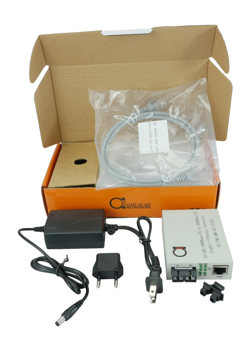 Multimode Gigabit Fiber Media Converter - Built-In Fiber Module 2 km (1.24 miles) SC – to UTP Cat5e Cat6 10/100/1000 RJ-45 – Auto Sensing Gigabit or Fast Ethernet Speed - Jumbo Frame - LLF Support