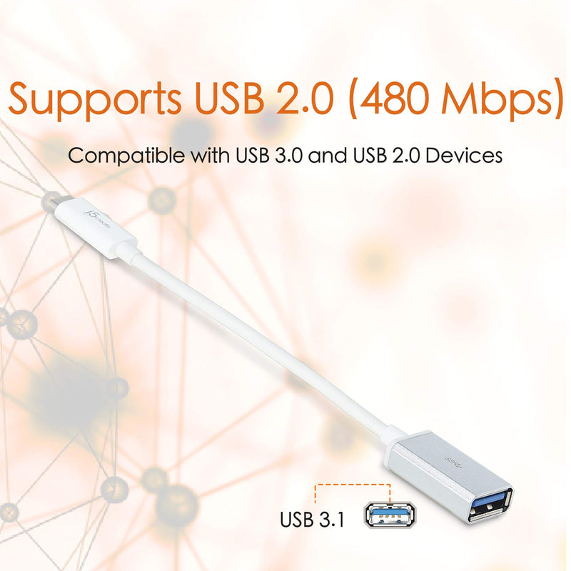 [AUSTRALIA] - j5create USB Type-C 3.1 to Type-A Adapter | Supports USB3.1 Gen1 (5 Gbps), USB 2.0 (480 Mbps) and an Output of 1.5A | Compatible with USB 3.0 and USB 2.0 Devices 
