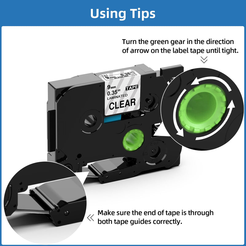 Labelife Ptouch TZe-121 Compatible with Brother TZe TZ Tape 9mm 0.35 Laminated Clear TZe121 TZ-121 Label Maker Tape for Brother P Touch PTD210 PTD220 PTD400 PTD600 PTH110 PT-P710BT, 4-Pack 9mm 0.35''