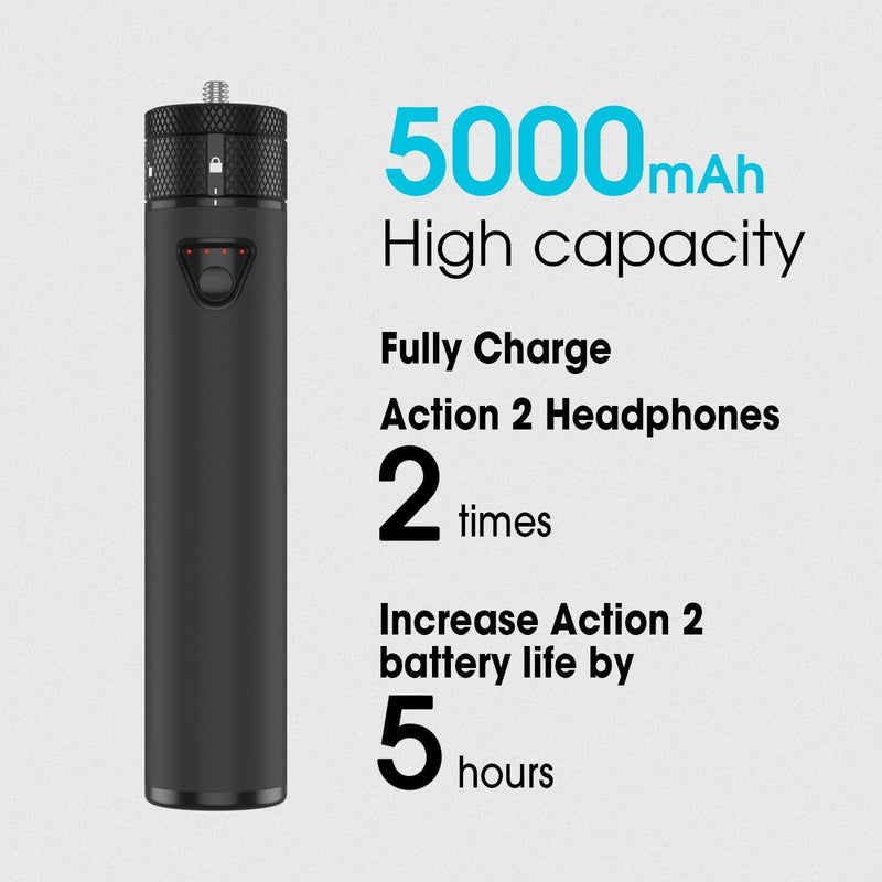 Smatree Charger Stick for DJI Osmo Action 2, 5000mah Portable Power Stick Compatible with DJI Action 2 Dual-Screen Combo, External Battery Charger with Dual Output Port for DJI Action 2