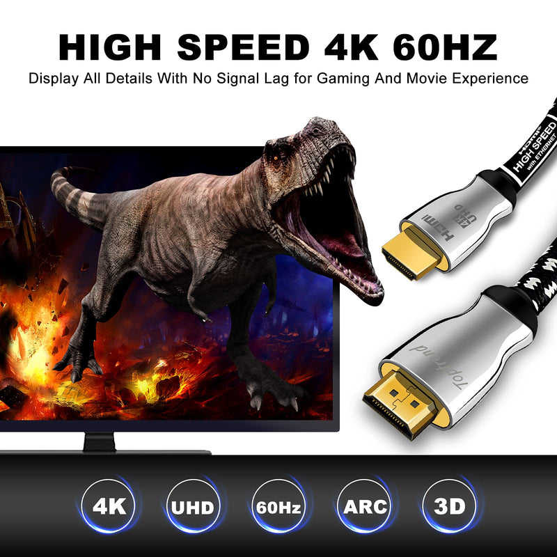4K HDMI Cable 12ft-High Speed HDMI 2.0 Cord Supports 1080p, 3D, 2160p, 4K UHD, HDR, Ethernet and Audio Return-CL3 for in-Wall Installation -28AWG Braided for HDTV, Xbox, Blue-ray Player, PS3, PS4, PC 12ft 21Gbps