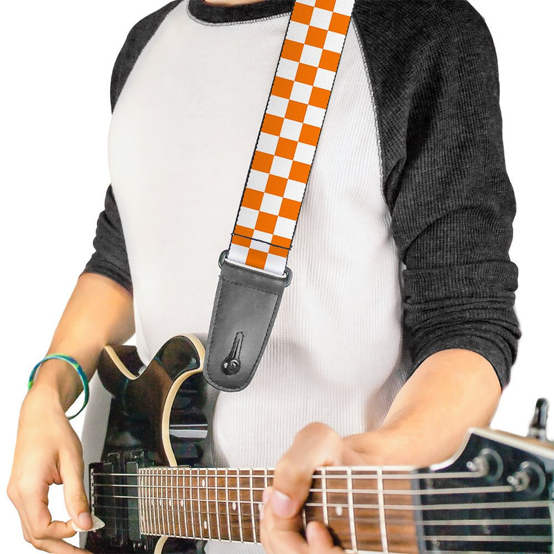 Guitar Strap Checker White Tn Orange 2 Inches Wide