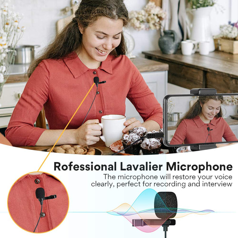 [AUSTRALIA] - Lavalier Microphone with Headphone Jack MAONO Dual Clip on Handsfree Omnidirectional Condenser Interview Lapel Mic Compatible with iPhone, Android, iPad, Camera, Computer, PC, Tablets, AU303 AU303 Lavalier Microphone 