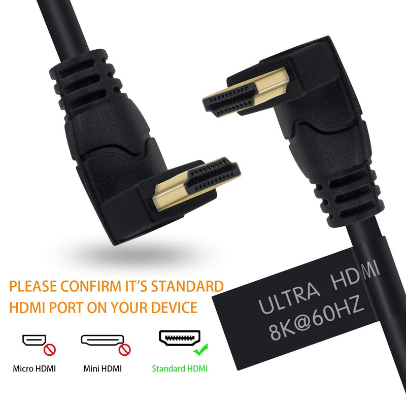 Poyiccot 8K HDMI Cable 2feet, HDMI 2.1 Cable 90 Degree 8K HDMI Cable 48gbps Up AngleHDMI Male to Up Angle Male HDMI2.1 Cable Support 8K@60Hz 4K@120 7680P HDMI 2.1 Cable for TV/Xbox /PS4 /PS5 8K HDMI 2.1 Cable Up/Up Angle