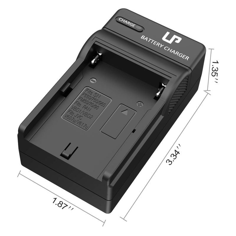 NP-F550 Battery Charger, LP Charger Compatible with Sony NP F970, F960, F770, F750, F570, F530, F330, CCD-SC55,TR516,TR716, TR818, TR910, TR917, CN160, CN-216 LED Light, Feelworld Field Monitor & More