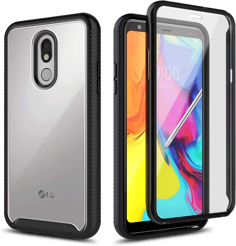 E-Began Case for LG K40 LMX420 with [Built-in Screen Protector], LG Solo 4G LTE L423DL/K12 Plus/X4 2019/Xpression Plus 2 (AT&T)/Harmony 3, Full-Body Shockproof Protective Case -Black Black