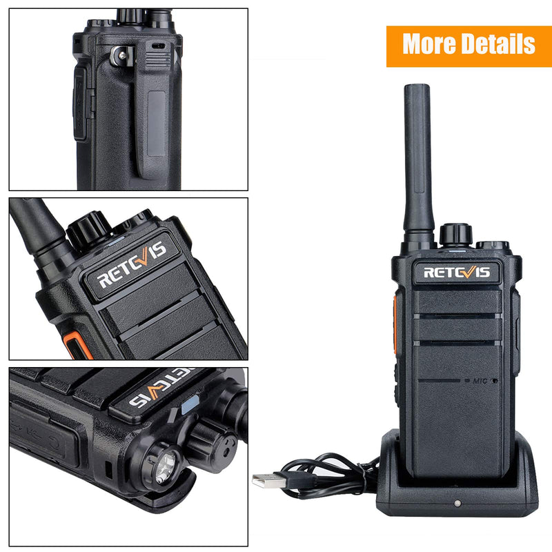 Retevis RB26 GMRS Handheld Radio, 30CH Flashlight 2 Way Radio Long Range, 2000mAh Type-C Rechargeable Walkie Talkies Adults,GMRS Base Station Capable(1 Pack)