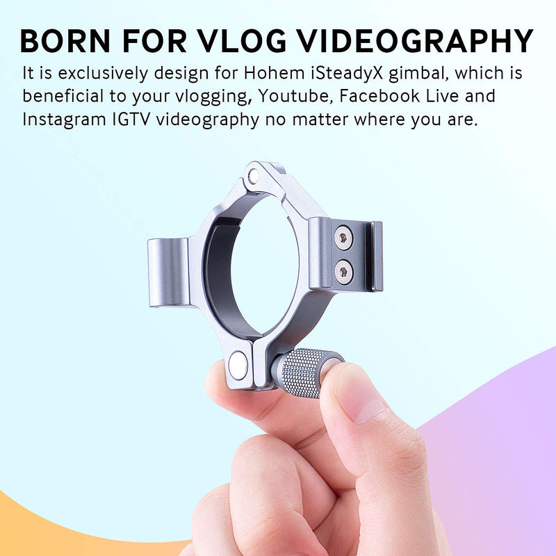 USKEYVISION Microphone Extension Ring for Hohem iSteady X Gimbal Dual Coldshoe Mount Compatible with Microphone Video LED Light Vlog TikTok Photography