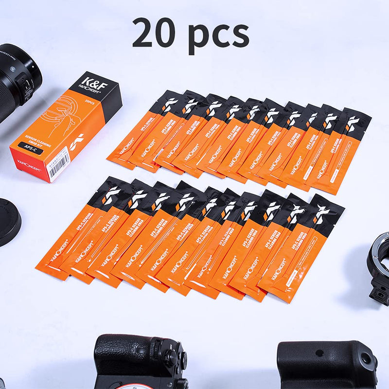 K&F Concept 20 Pack Swabs, APS-C Professional Camera Sensor Cleaner DSLR Sensor Cleaning, Size: 16mm x 16mm 16mm APS-C (20 Pack Swabs)
