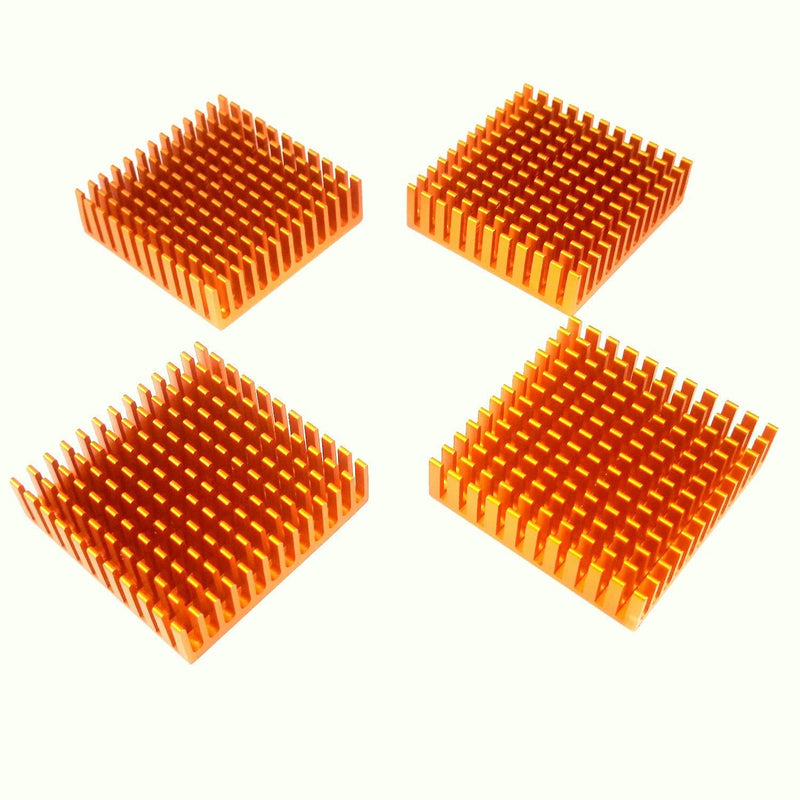 Easycargo 40mm Heatsink Kit 40x40x11mm + 3M 8810 Thermal Conductive Adhesive Tape, Cooler Heat Sink for Cooling 3D Printers, TEC1-12706 Thermoelectric Peltier Cooler 40mmx40mmx11mm Goldtone 4