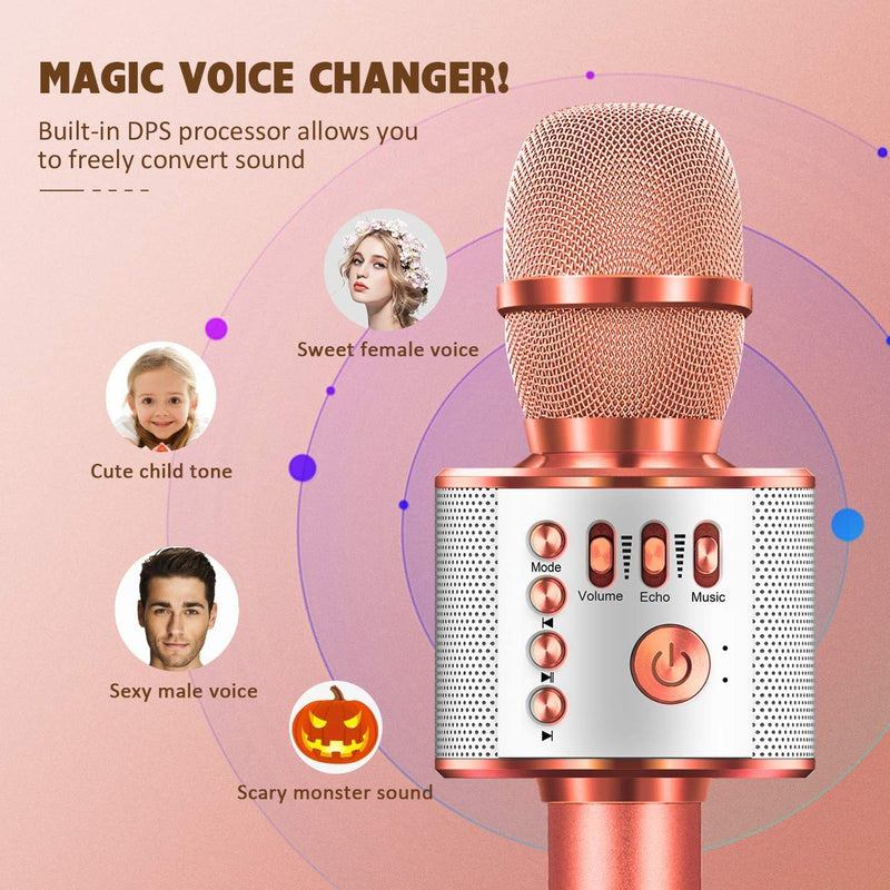Fun Toys for 3-12 Year Old Girls, Microphone for Kids Karaoke Microphone Birthday for 5-12 Year Old Boy Toy Microphone for Kids-Best gifts (Champagne) Champagne