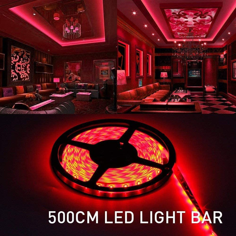 LED Strip Light, iNextStation 16ft/5m SMD5050 300 LEDs 12V Flexible Non-Waterproof LED Tape (No 12V Power Supply/ Adapter) (Red 1) Red 1