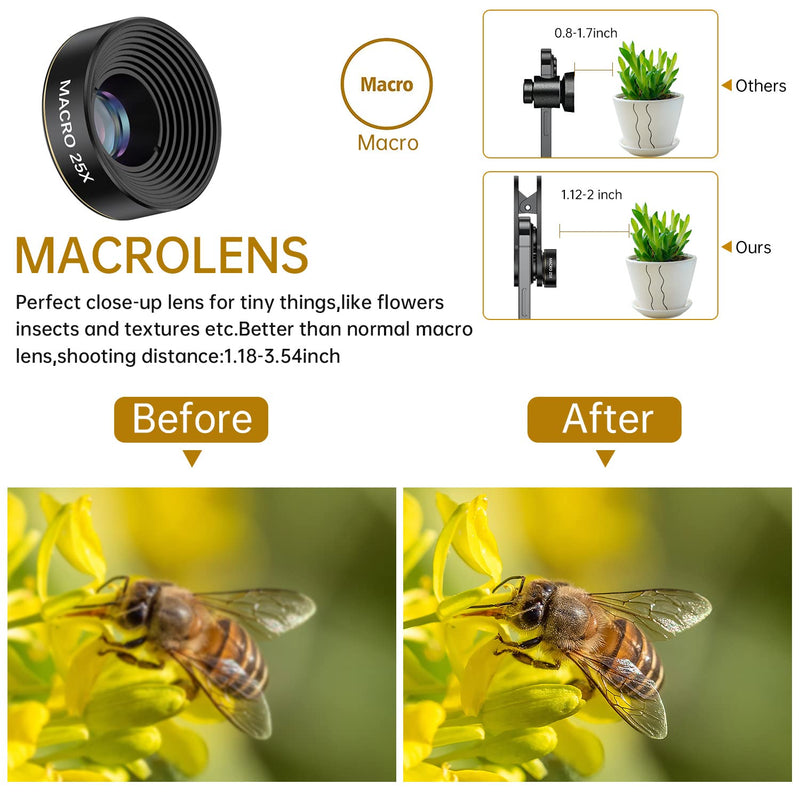 [AUSTRALIA] - Phone Camera Lens 3 in 1 Kit, COSULAN Phone Lens Kit - 235° Fisheye Lens + 25X Macro Lens + 0.62X Wide Angle Lens, Clip on Cell Phone Lens Camera Compatible with iPhone Samsung Android Smartphones 