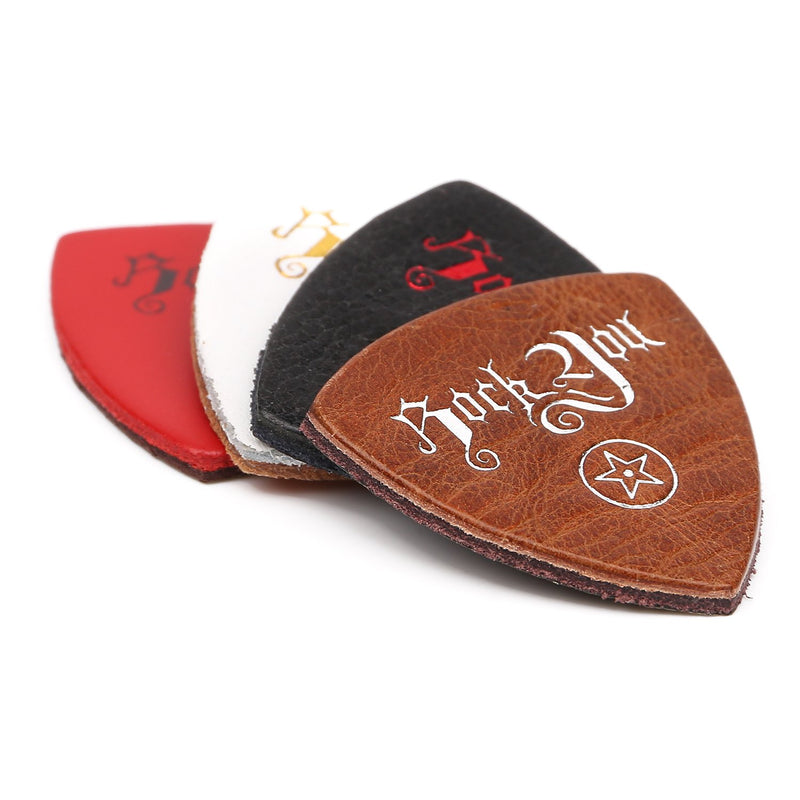 Anwenk Ukulele Picks Leather Ukulele Bass Picks Soft Genuine Leather Top Grade Multi-Color,4 Pack Black,White,Brown,Red