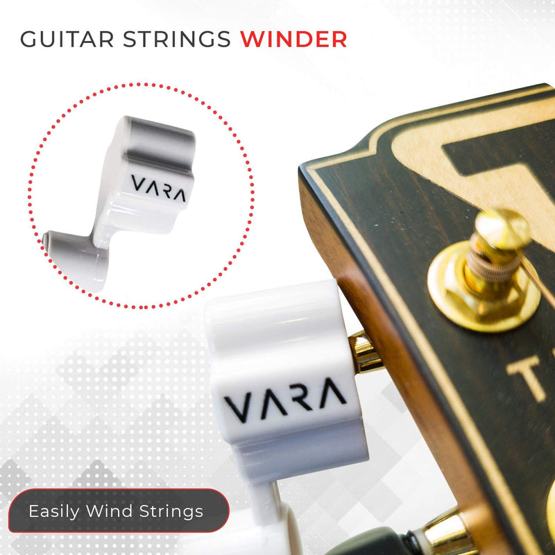 VARA 3 in 1 Guitar String Winder - String Winder, String Clipper, and a Bridge Pin Puller, All in 1 Guitar DIY Tool (Black) Charcoal Black