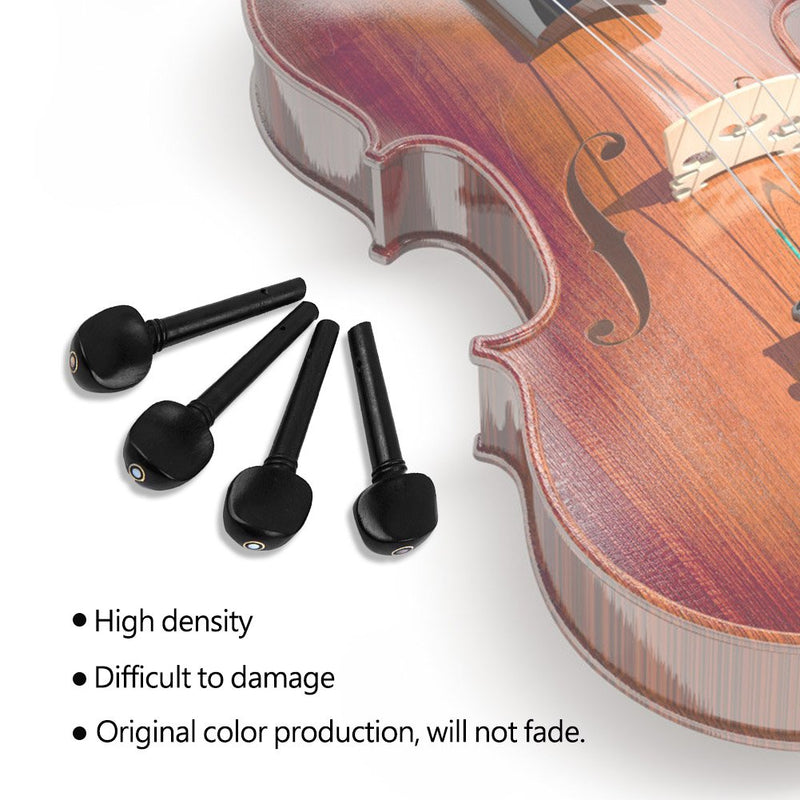 Drfeify Violin Tuning Pegs, 4Pcs Ebony String Tunning Pegs Replacement Accessory for 4/4 Violin