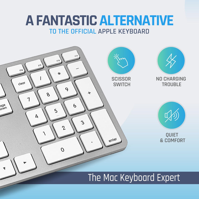 Matias Wired USB C Keyboard for Mac with Numeric Keypad - Mac Keyboard Compatible with Mac OS X v.10.6.8, MacBook Pro, MacBook Air, iMac - Latest Version Supported - (Silver) Silver