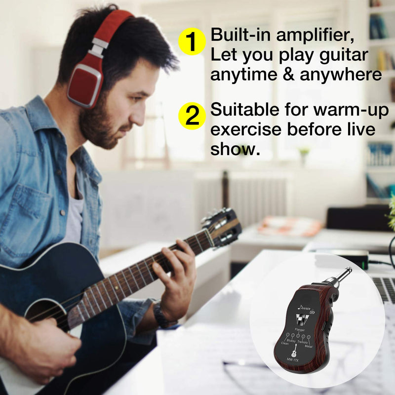 Donner Wireless Guitar System, Wireless Audio Electric Guitar Transmitter Receiver 10 Channels Transmission Range High Frequency Battery Rechargeable UHF Electric Guitar System