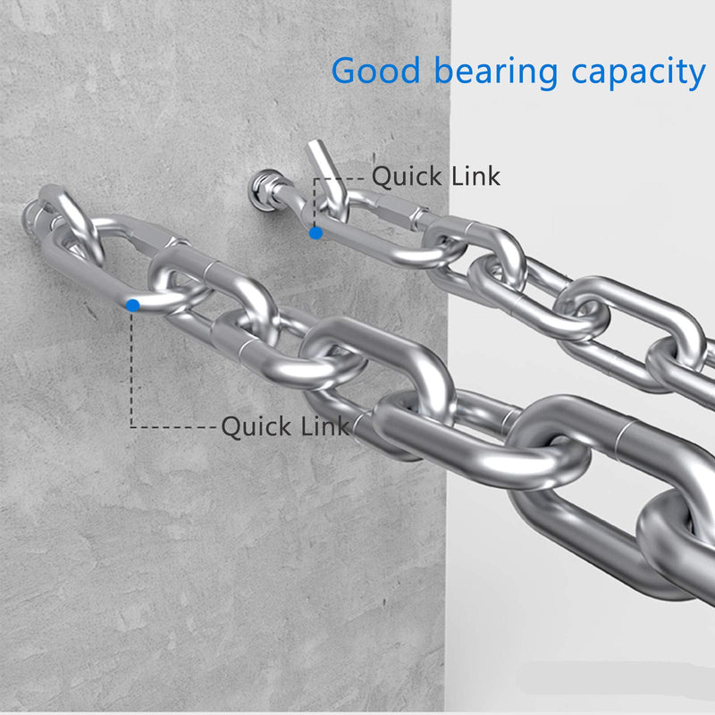304 Stainless Steel Quick Link Chain Connector M6 1/4 Inch 8Pack Heavy Duty D Shape Locking Chain Connector for Birdcage Hook Camping and Outdoor Equipment Hammock Keychain Buckle Link